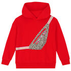 Girls Red Logo Hooded Top, 1, hi-res