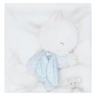 Baby Boys White & Blue Swaddle & Hat Set, 1, hi-res