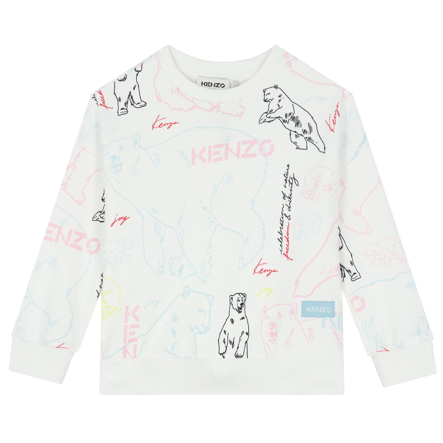 Girls White Logo Sweatshirt, 1, hi-res