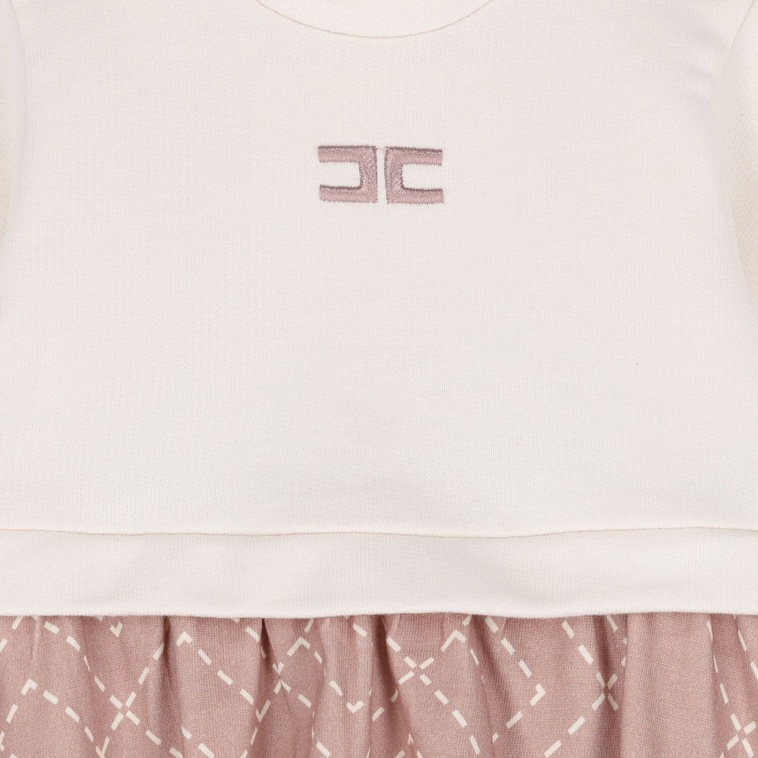 Baby Girls Ivory & Pink Logo Dress, 1, hi-res
