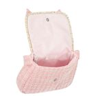 Girls Pink Bow Tweed Handbag, 1, hi-res