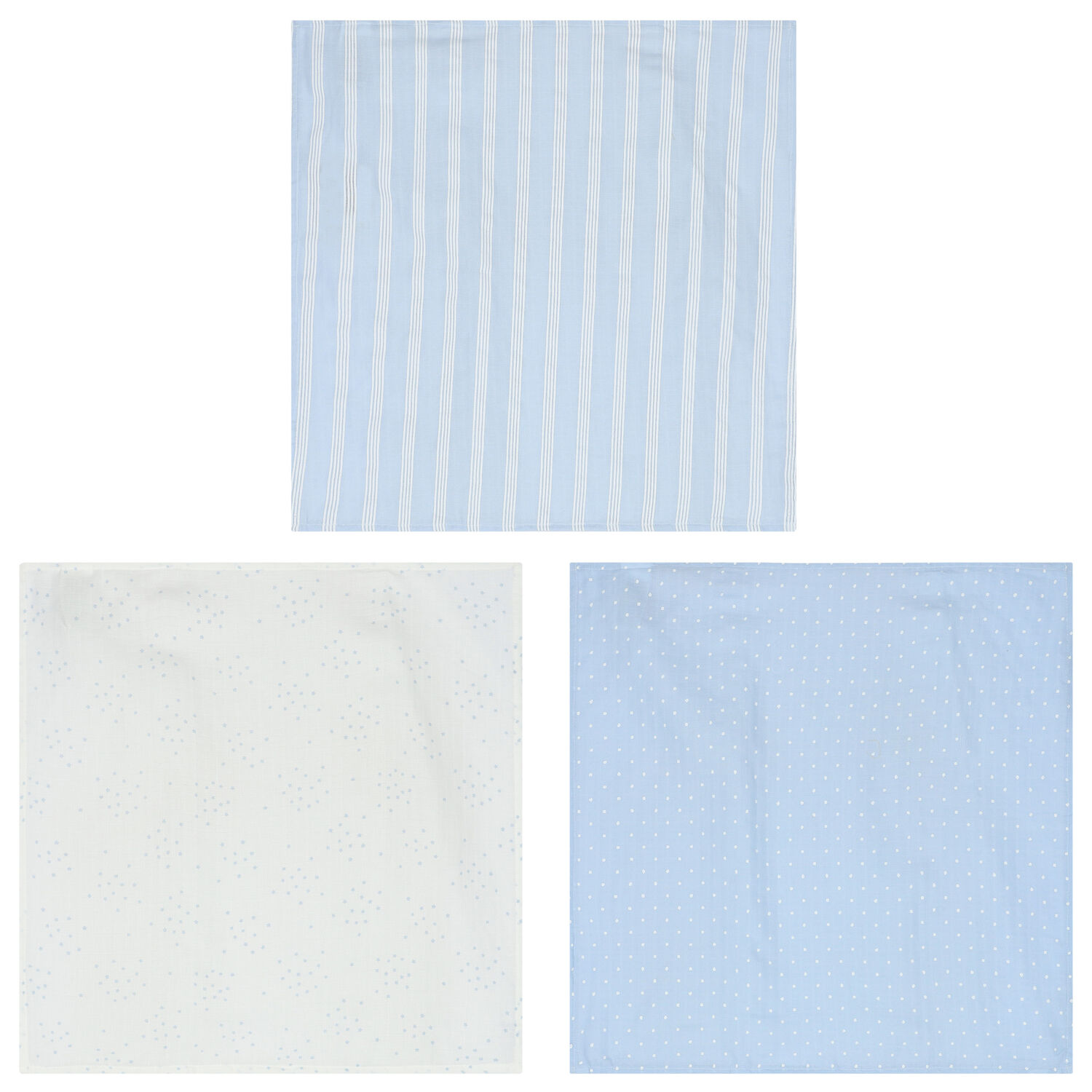 White & Blue Muslin Set ( 3-Pack ), 1, hi-res