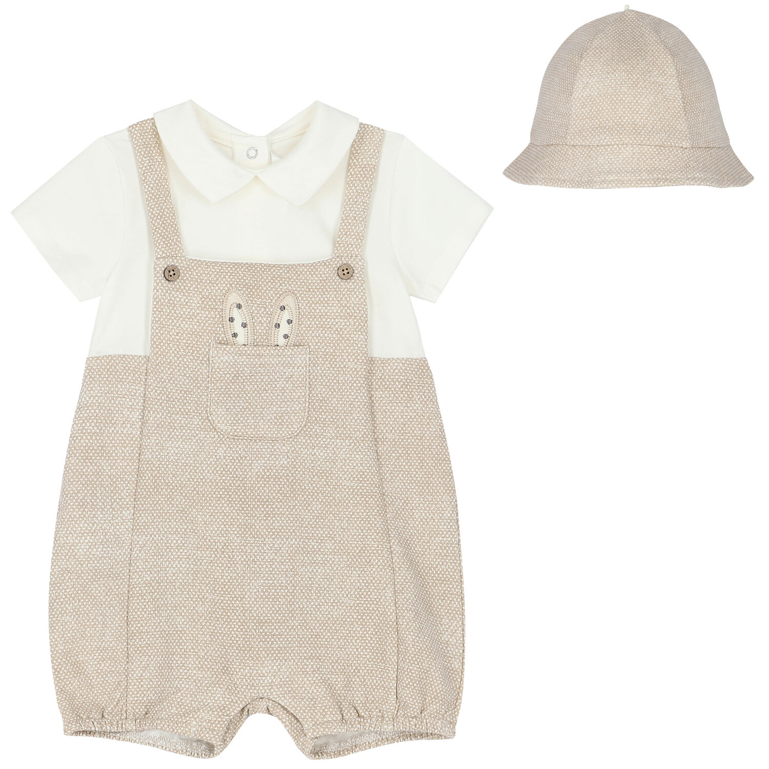 Baby Boys Ivory & Beige Romper Gift Set, 1, hi-res