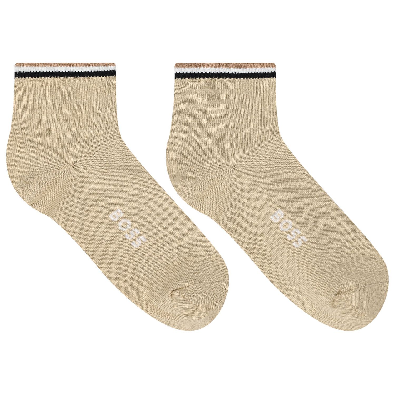 Boys White & Beige Logo Socks ( 2-Pack ), 1, hi-res