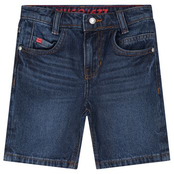 Boys Blue Denim Logo Shorts