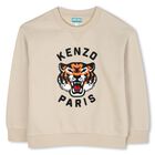 Boys Beige Tiger Logo Sweatshirt, 1, hi-res