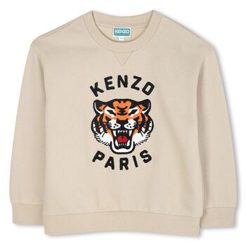 Boys Beige Tiger Logo Sweatshirt