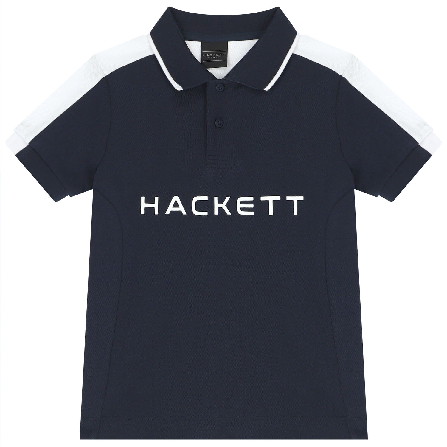 Boys Navy Blue & White Logo Polo Shirt, 2, hi-res