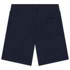 Boys Navy Blue Logo Shorts, 1, hi-res