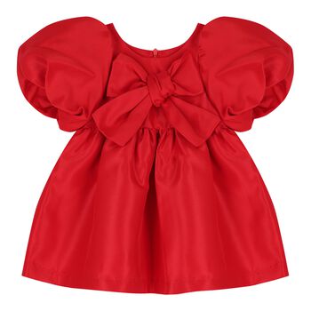 Baby Girls Red Puff Sleeve Dress
