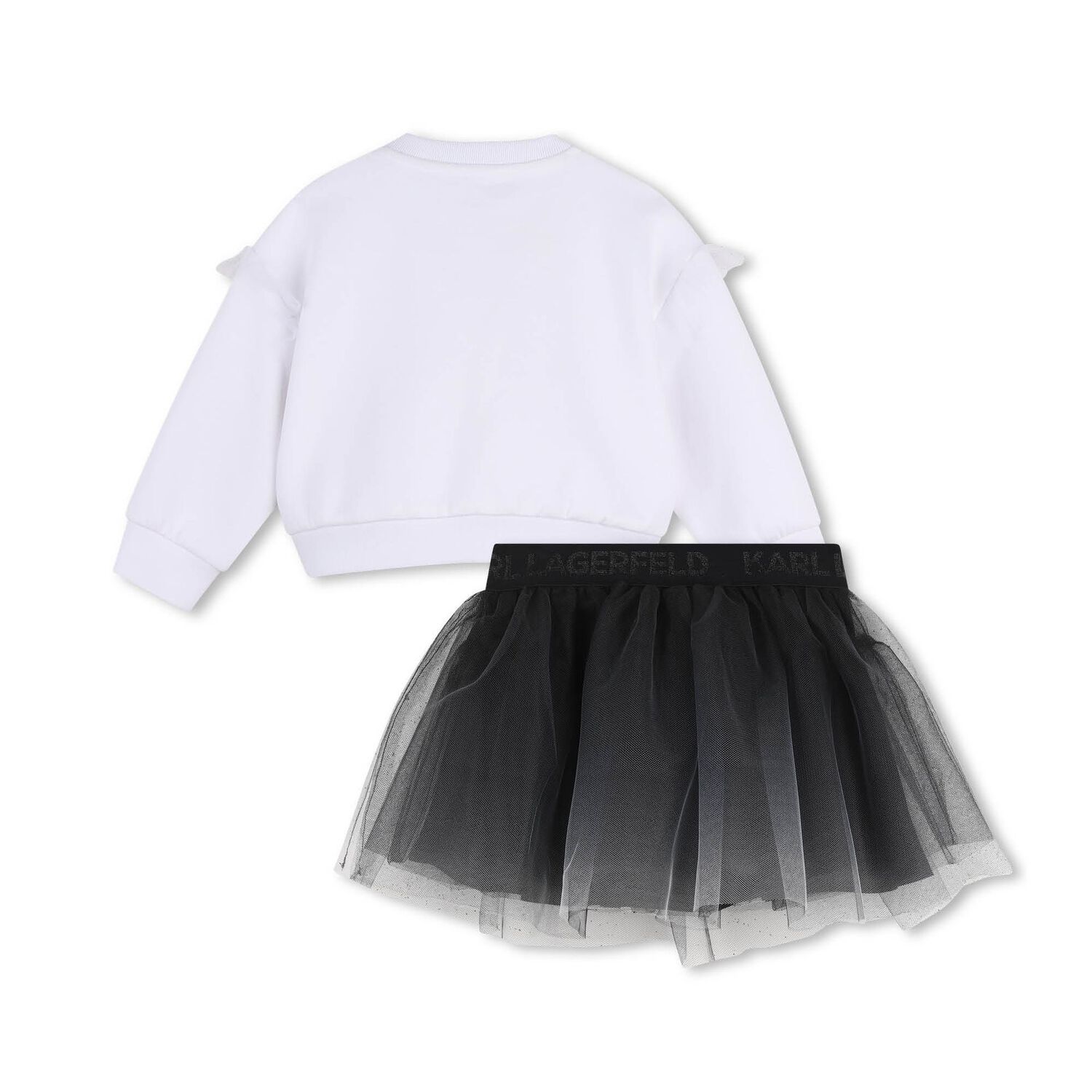 Girls White & Black Tulle Skirt, 1, hi-res