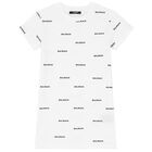 Girls White & Black Logo Dress, 1, hi-res