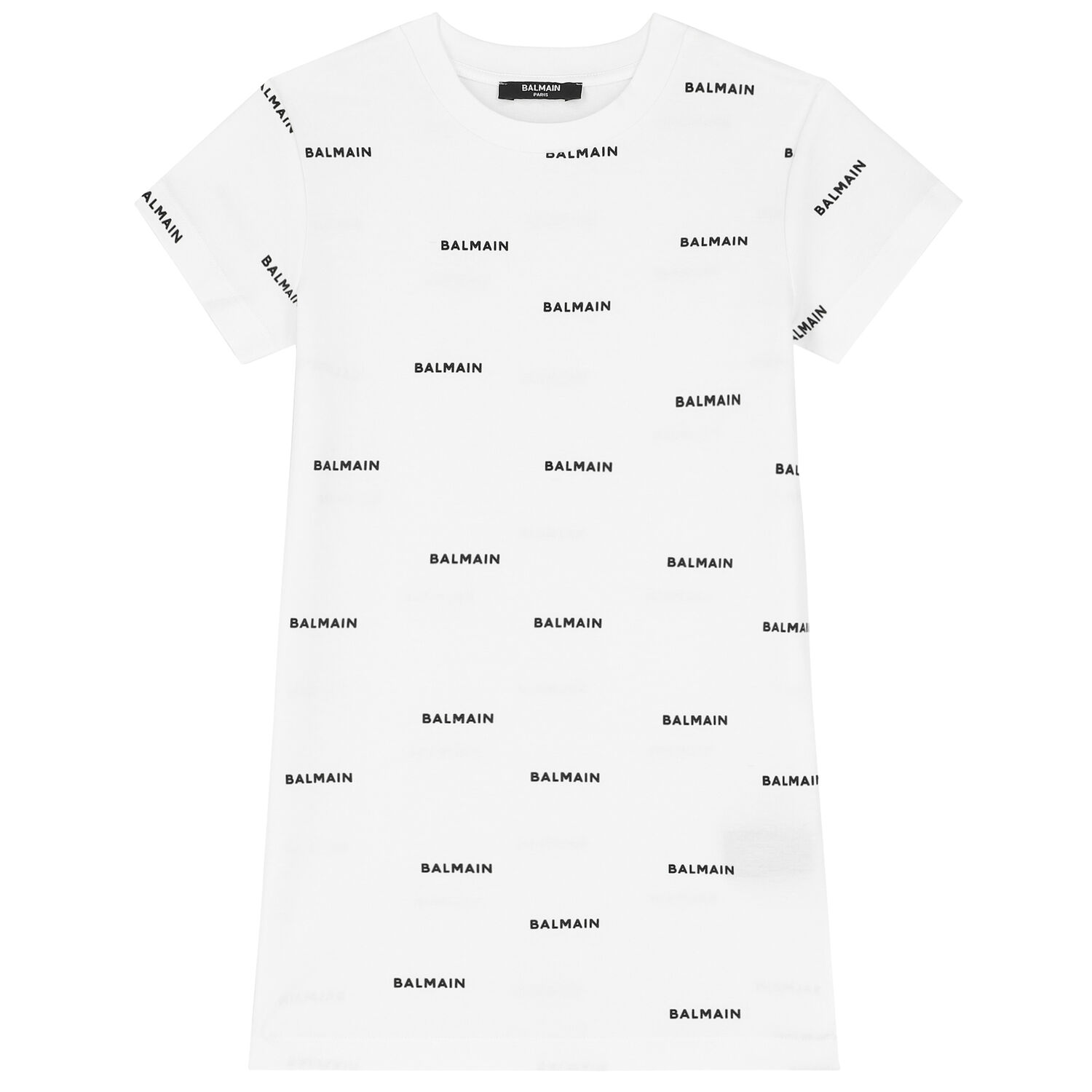 Girls White & Black Logo Dress, 1, hi-res