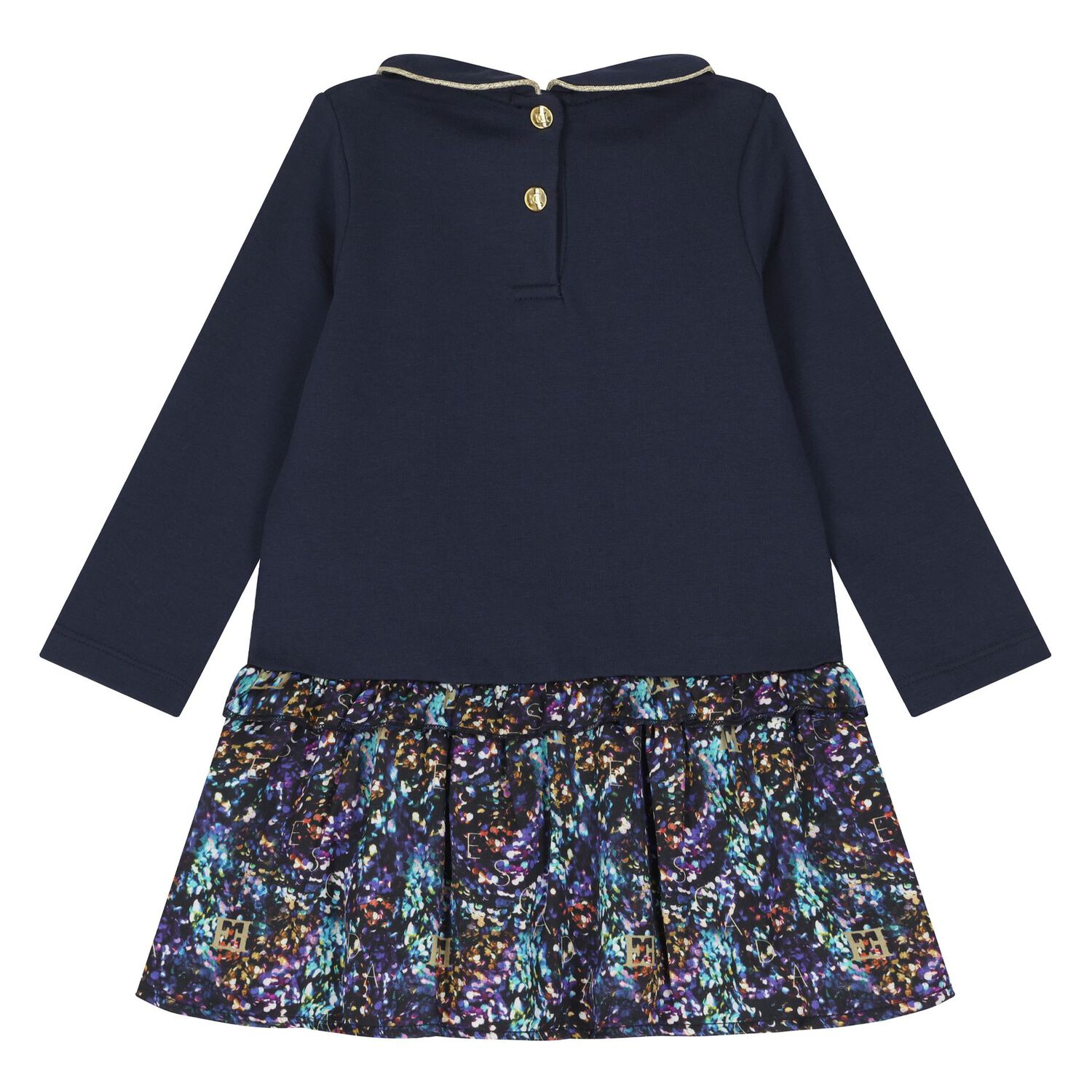 Younger Girls Navy Blue Logo Dress, 2, hi-res