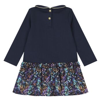 Younger Girls Navy Blue Logo Dress