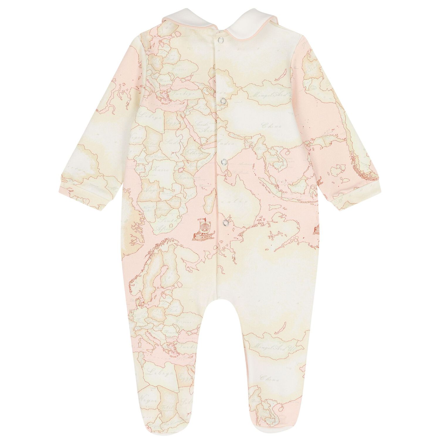 Baby Girls Ivory, Pink & Beige Geo Map Babygrow Set, 1, hi-res