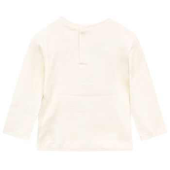 Younger Girls Ivory Bow Long Sleeve Top