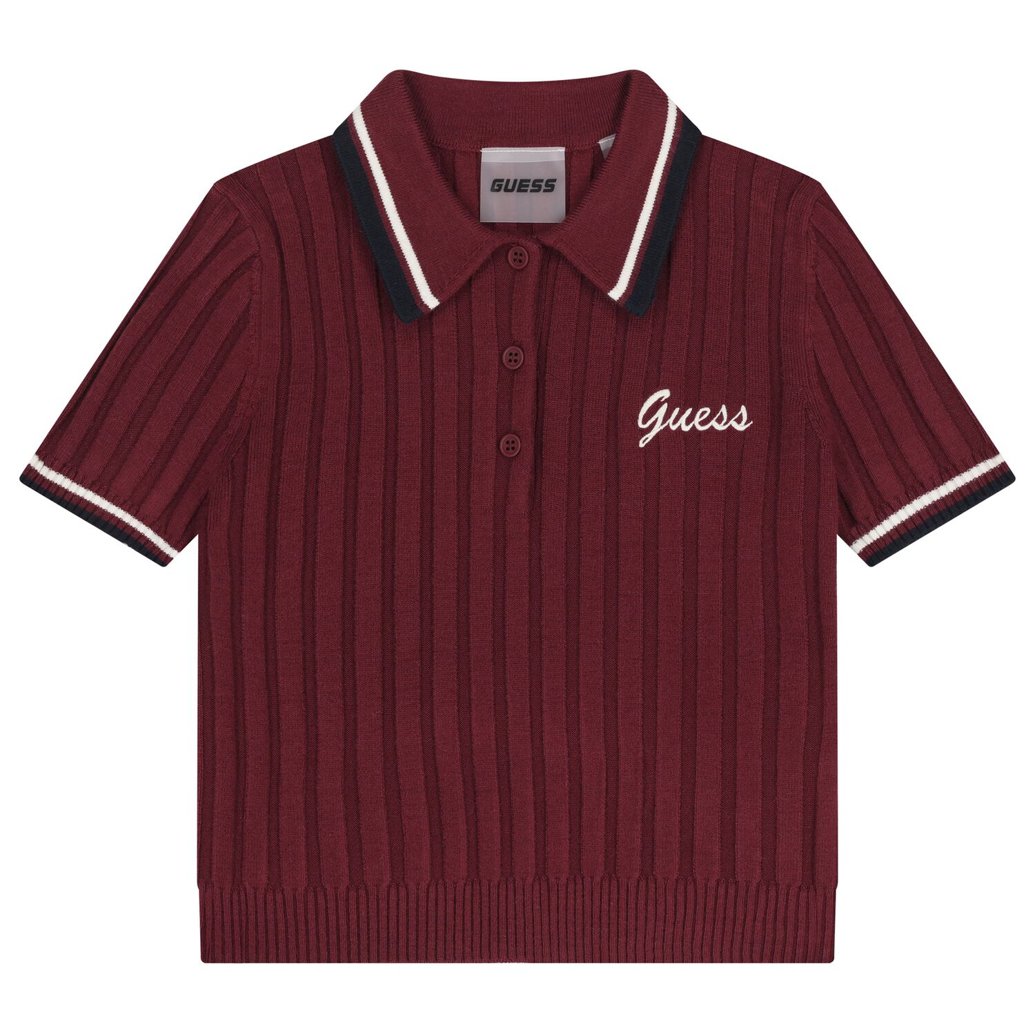 Girls Burgundy Logo Knitted Top, 1, hi-res image number null