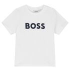 Younger Boys White Logo T-Shirt, 2, hi-res