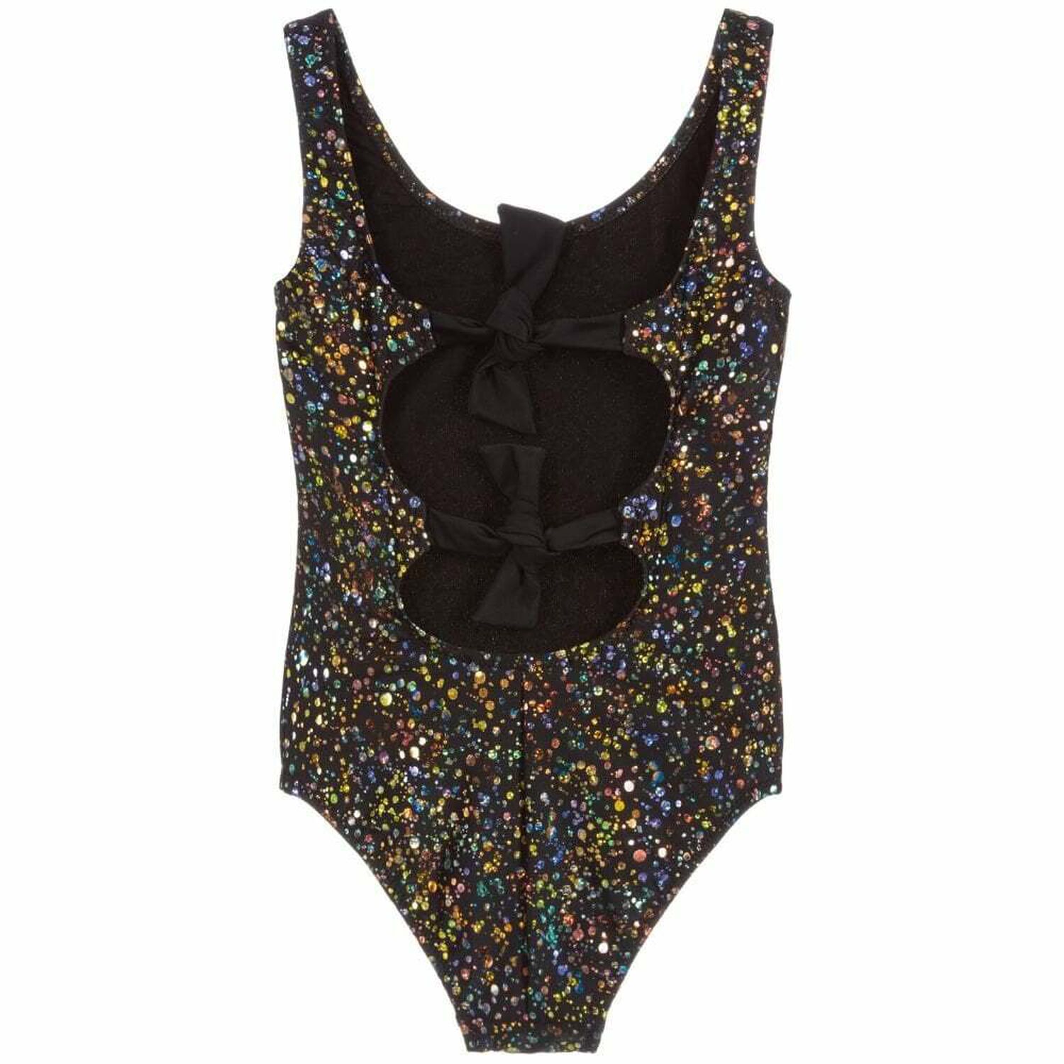 Girls Black Glitter Swimsuit, 1, hi-res image number null