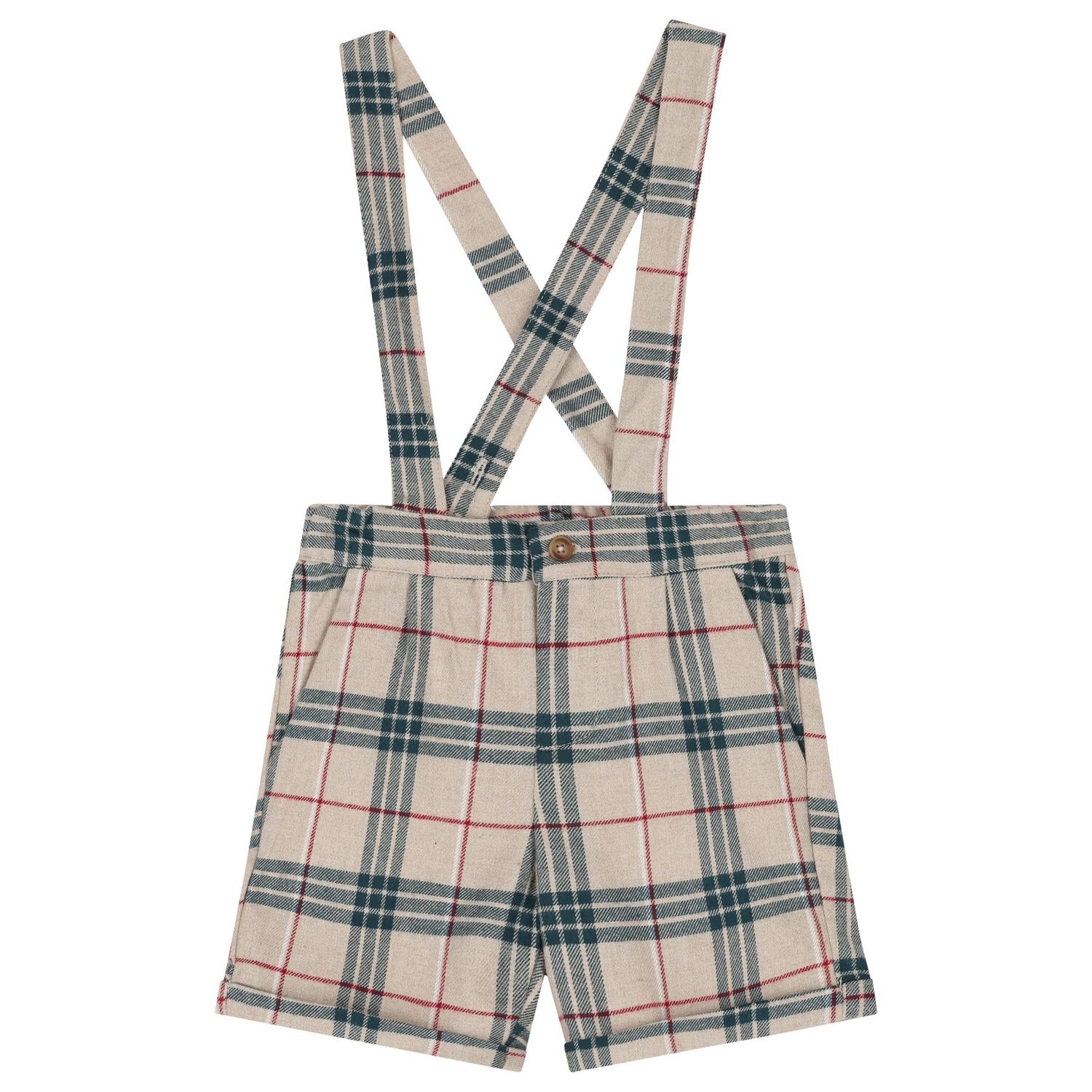 Baby Boys Ivory & Beige Check Shorts Set, 1, hi-res image number null