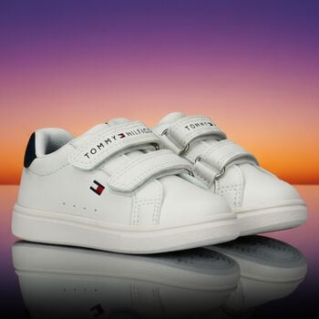 Boys White Logo Trainers