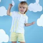 Boys White & Yellow Polo Short Set, 1, hi-res