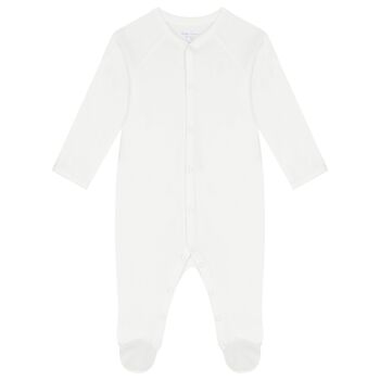 White Cotton Logo Babygrow