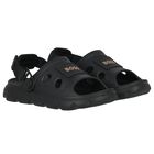 Boys Black Logo Sandals, 1, hi-res