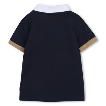 Younger Boys Navy Blue Logo Polo Shirt