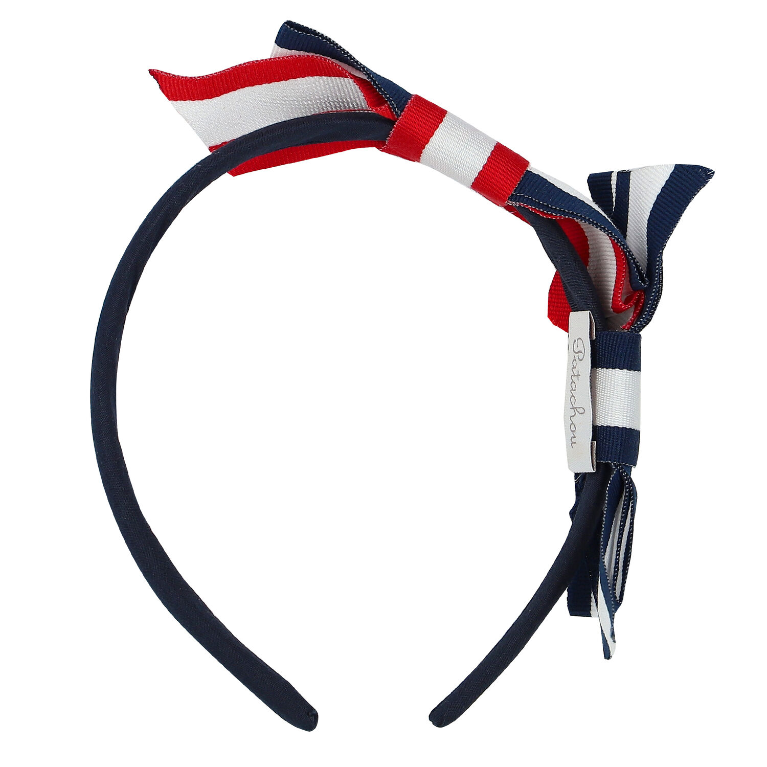 Girls Navy Blue Striped Headband, 1, hi-res