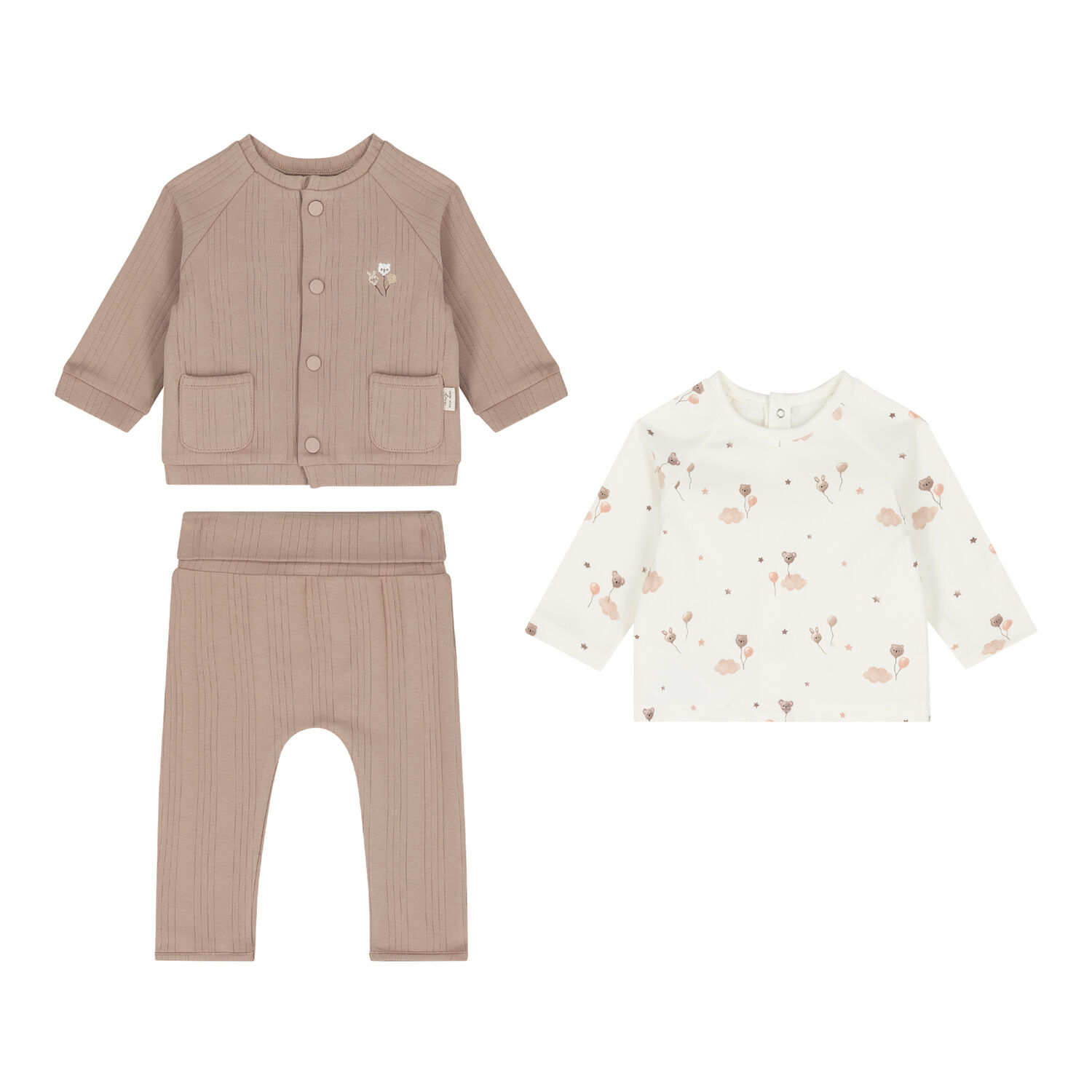 Baby Girls Beige & Ivory Tracksuit ( 3 Piece ), 1, hi-res