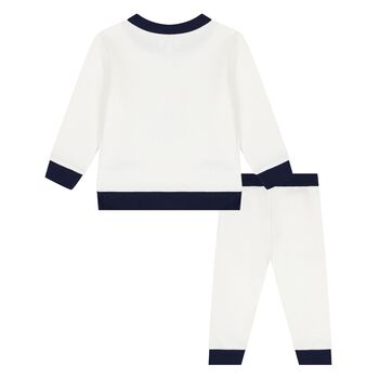 Baby Boys White & Navy Blue Logo Tracksuit