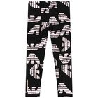 Girls Black & Pink Logo Leggings, 1, hi-res