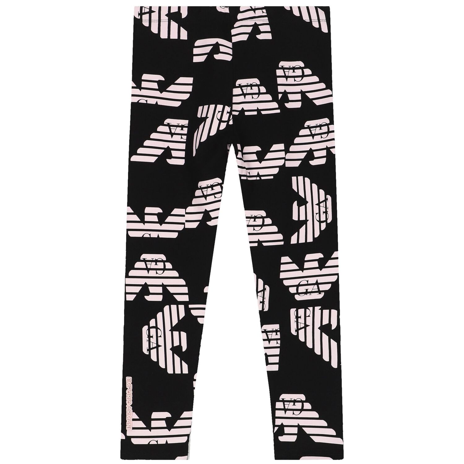 Girls Black & Pink Logo Leggings, 1, hi-res