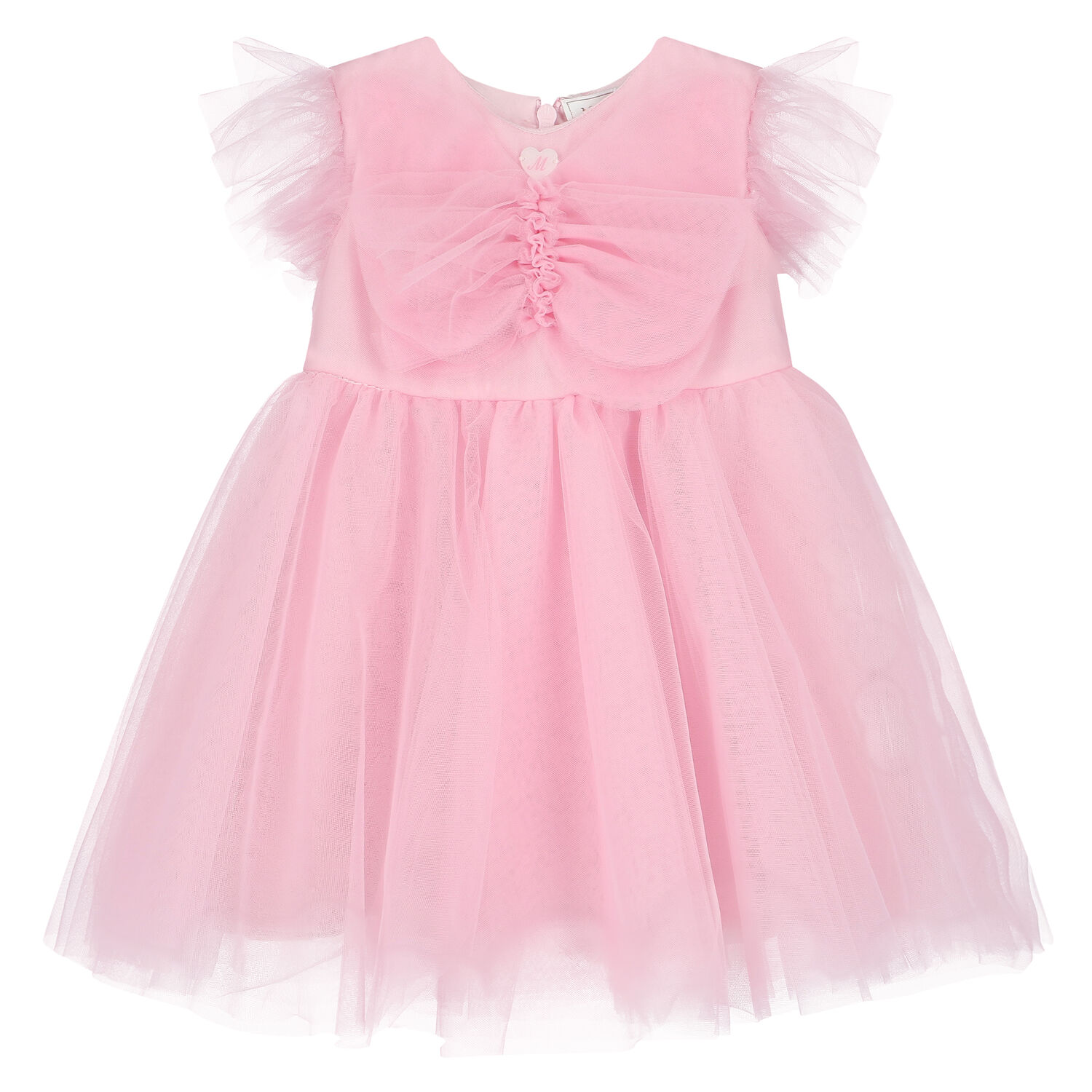 Younger Girls Pink Tulle Dress, 1, hi-res
