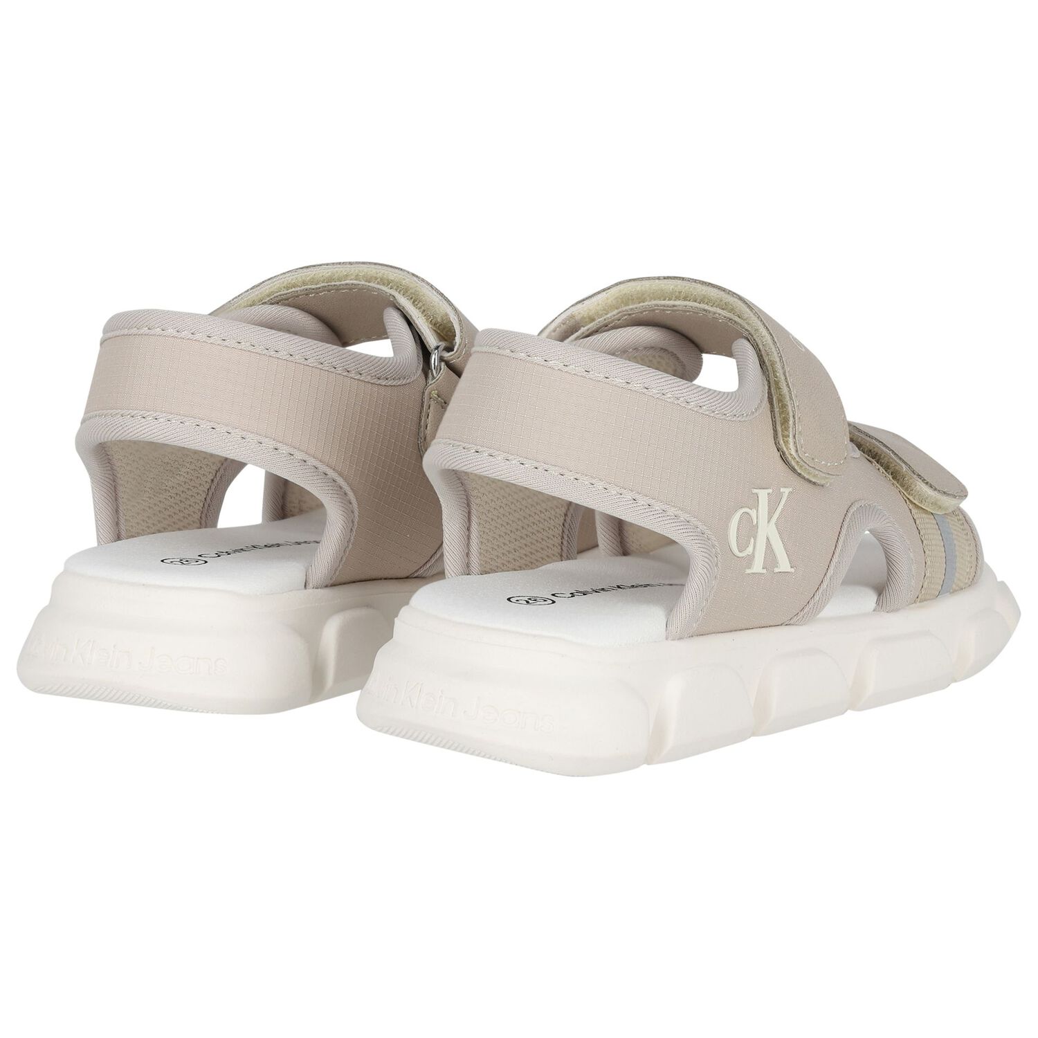 Beige & White Younger Logo Sandals, 1, hi-res image number null