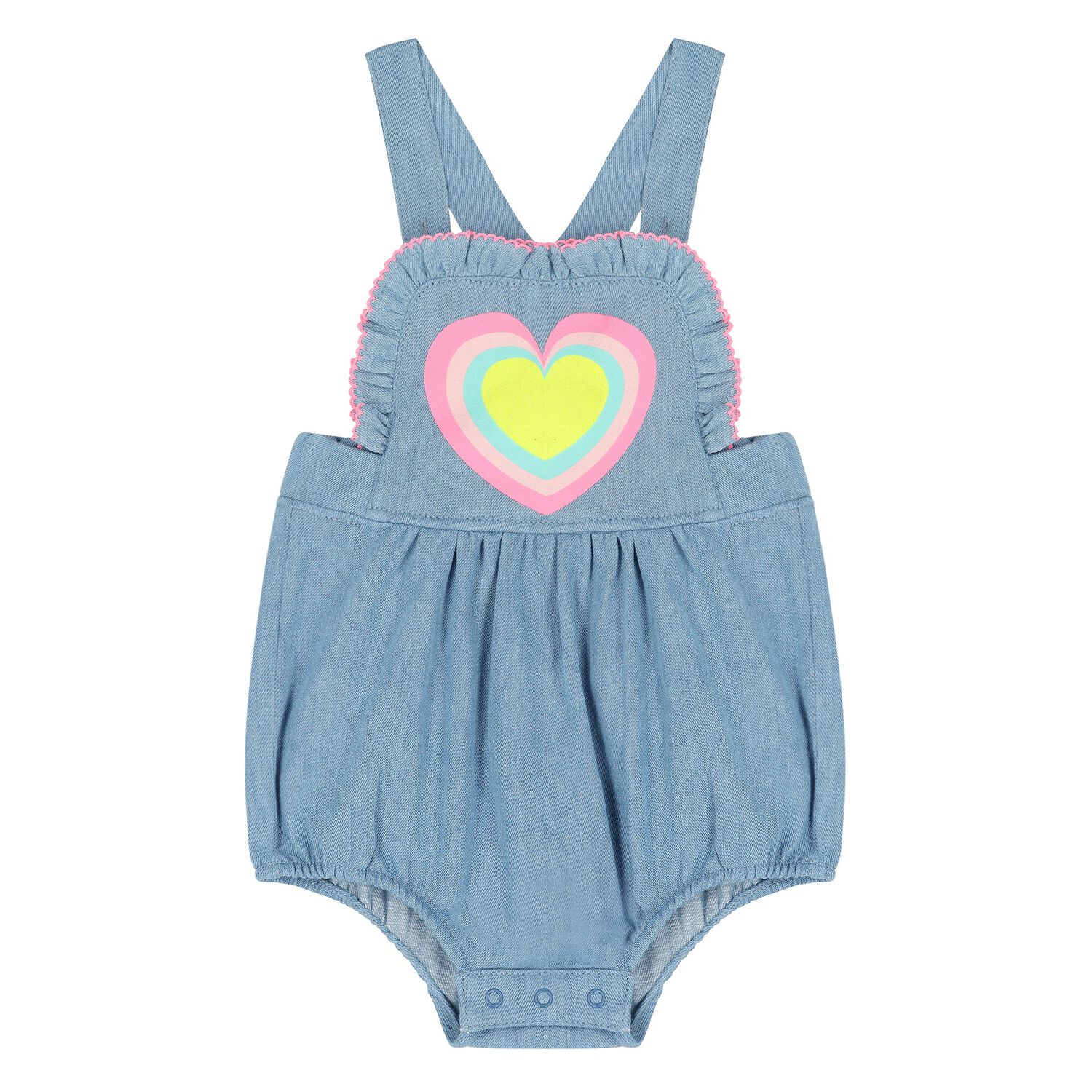 Baby Girls Blue Denim Romper, 1, hi-res image number null
