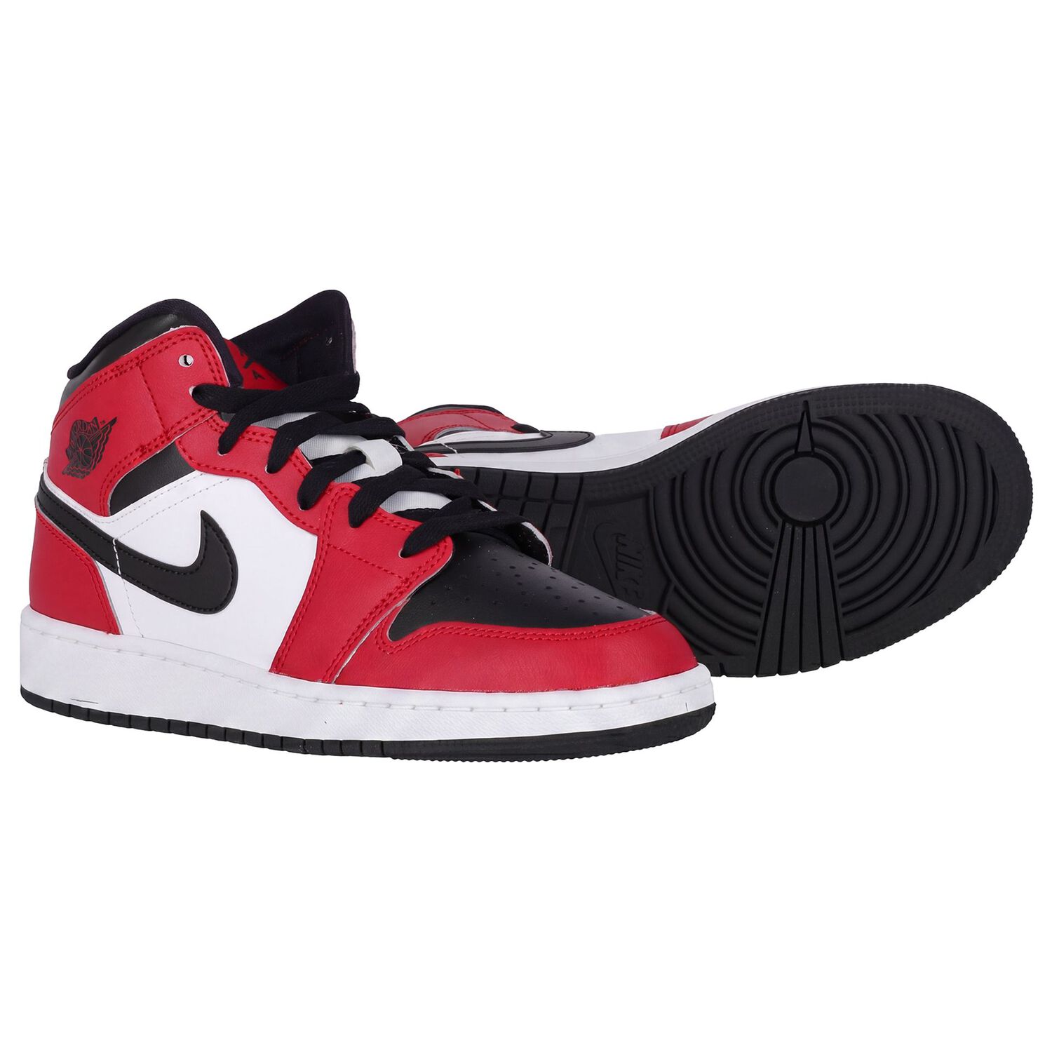 Red & White Air Jordan 1 Mid Trainers, 2, hi-res