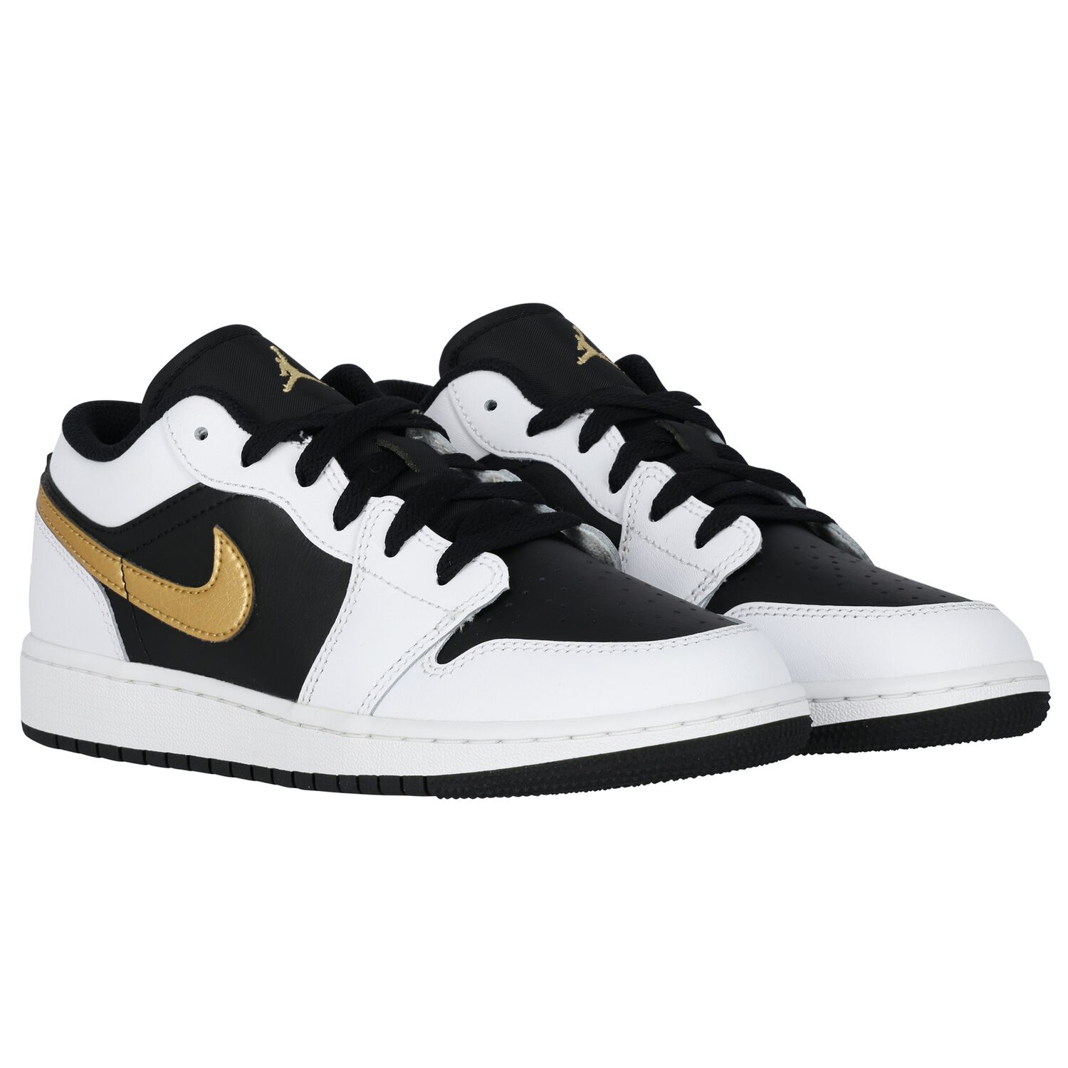 Black, White & Gold Air Jordan 1 Low Trainers, 3, hi-res