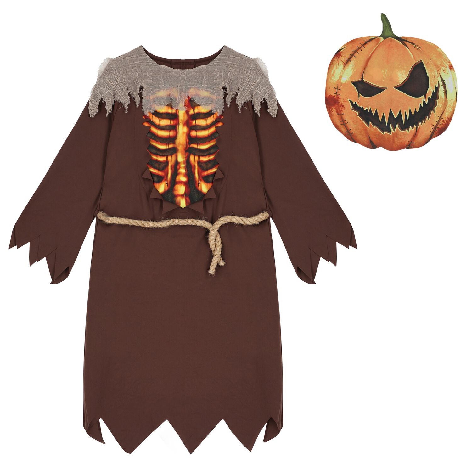 Boys Brown Scary Pumpkin Halloween Costume, 1, hi-res image number null