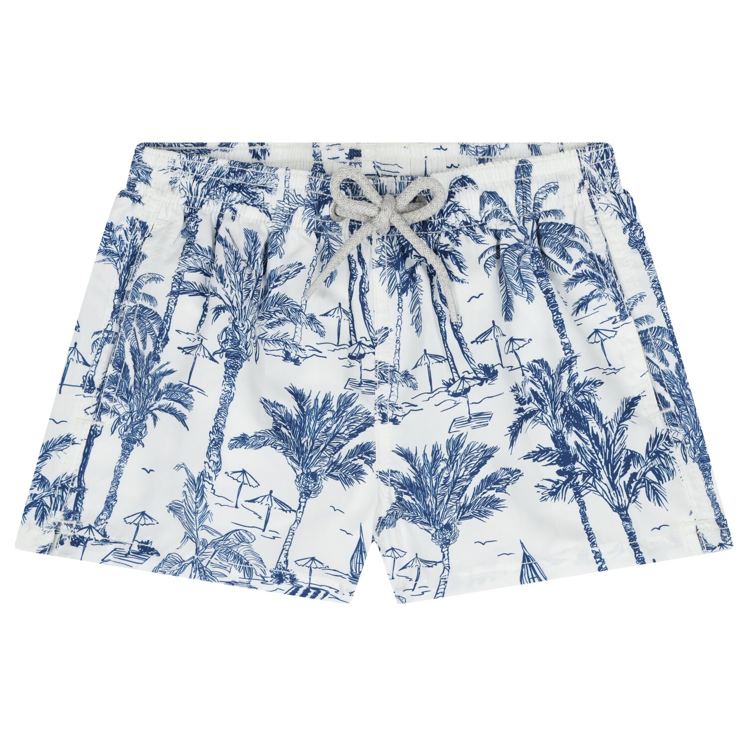 Boys White & Blue Jungle Swim Shorts, 1, hi-res