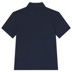Boys Navy Blue Logo Polo Shirt, 1, hi-res