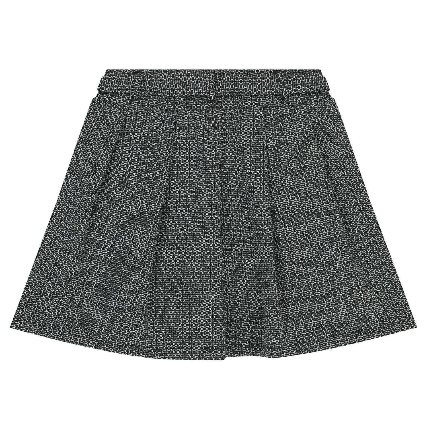 Girls Black & White Jacquard Skirt, 1, hi-res