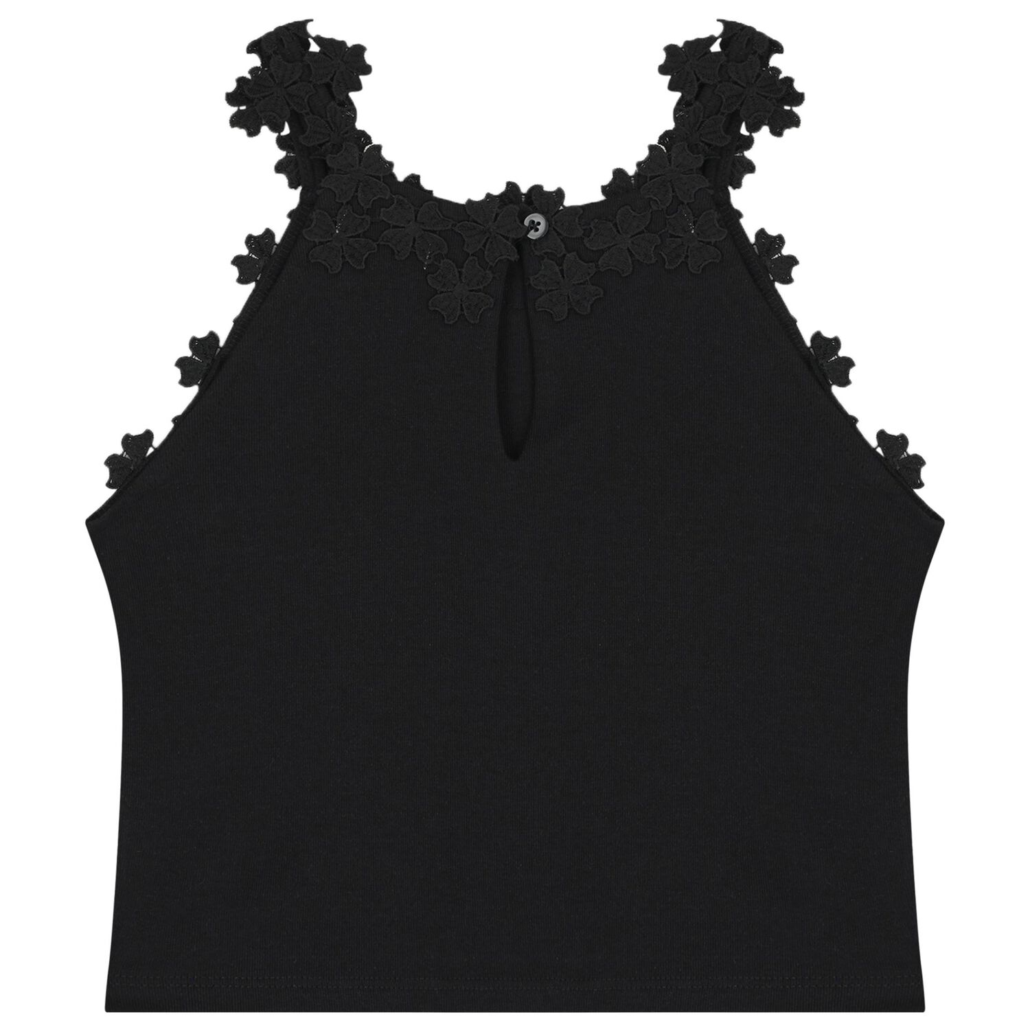 Girls Black Lace Top, 2, hi-res