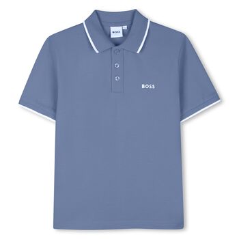 Boys Mini Me Blue Logo Polo Shirt