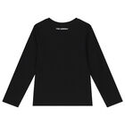 Girls Black Logo Long Sleeve Top, 1, hi-res