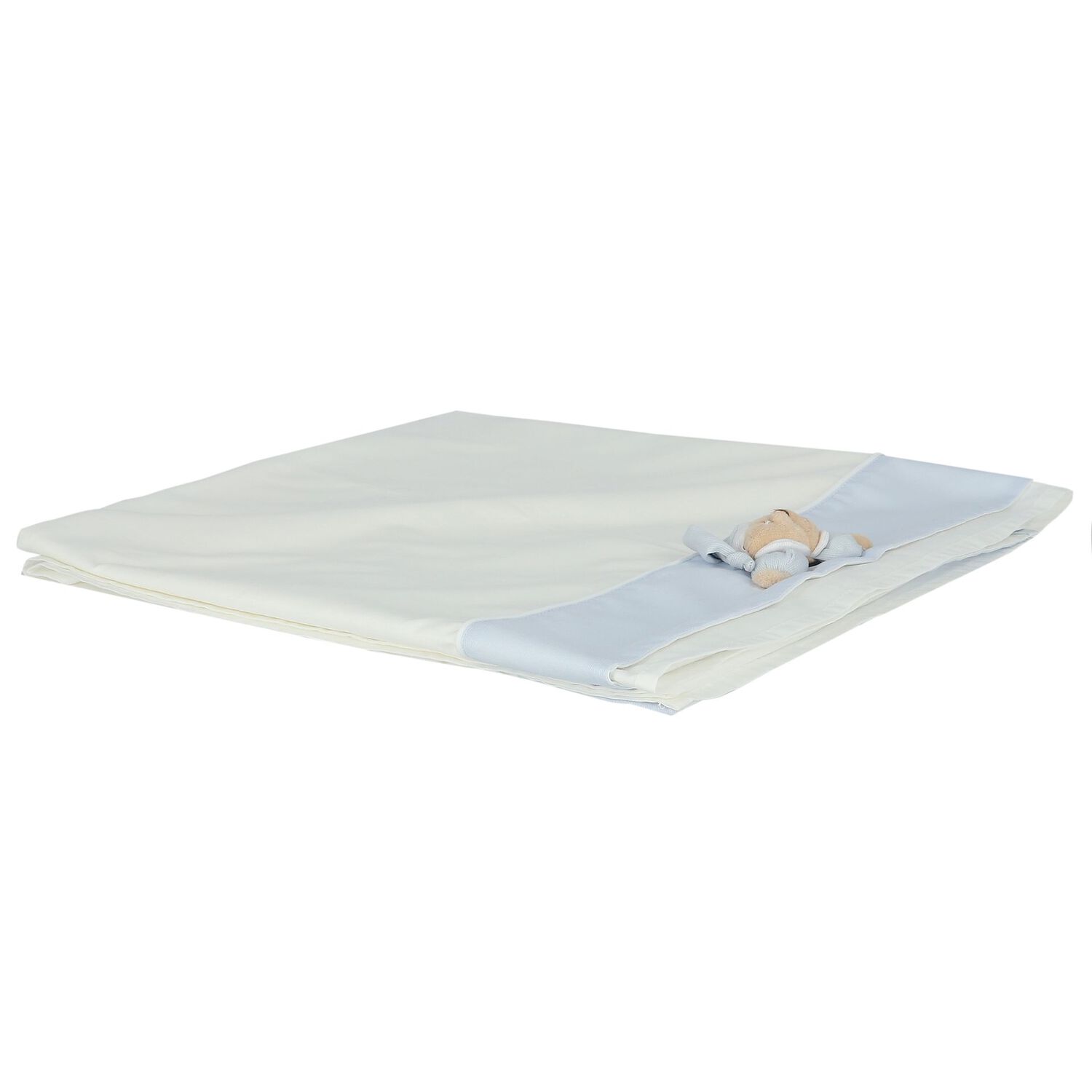 Baby Boys White & Blue Teddy Bear Blanket Set, 1, hi-res image number null