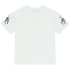 Girls White Logo & Star T-Shirt, 1, hi-res