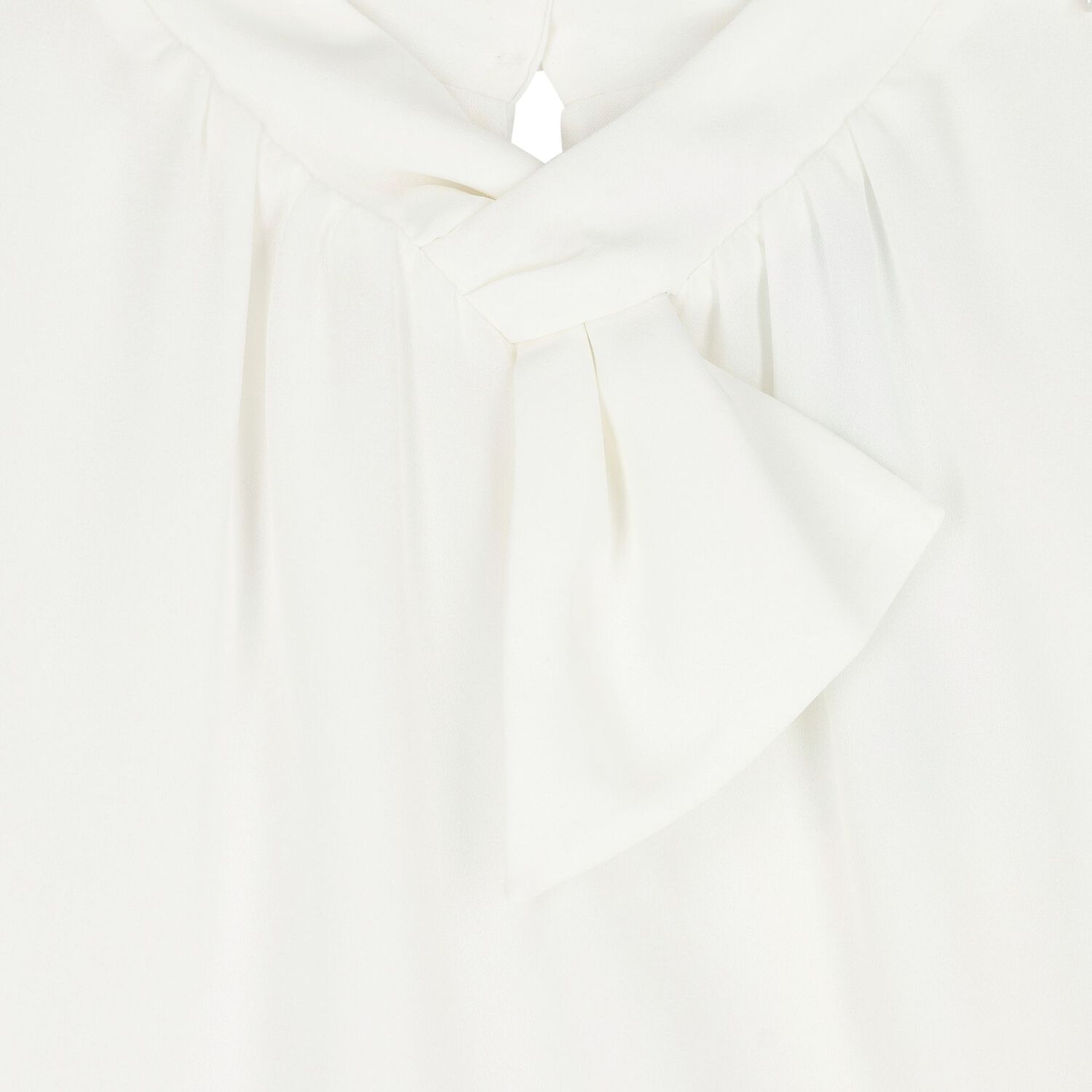 Girls White & Beige Embellished Skirt Set , 1, hi-res